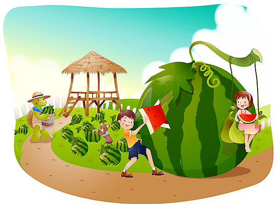 EPS 주간 계절 여자 어린이교육 교육 남자 초등학생 어린이 일러스트 상상 방학 수박 여름방학 사람 소녀 소년 야외 두명 10대 여름 친구 곰인형 거북이 그네 원두막 십대만 국내일러스트 자연요소 학생 인형 과일 관계 파충류 청소년 휴가 파일형식 벡터 여름_계절