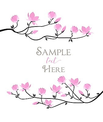 EPS 해외이미지 꽃 분홍색 일러스트 프레임 사람없음 봄 낭만 나뭇가지 목련 꽃프레임 프레임일러스트 해외202004 해외일러스트 나무 식물 계절 컬러 컨셉 파일형식 벡터