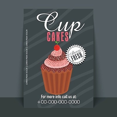 EPS 해외이미지 일러스트 디저트 사람없음 케이크 컵케이크 머핀 축하카드 생일카드 맛있는 해외202004 해외일러스트 음식 빵 카드_감사 파일형식 벡터