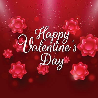 EPS 해외이미지 꽃 행복 일러스트 발렌타인데이 사랑 타이포그라피 사람없음 빨간색 해외202004 해외일러스트 식물 문자 감정 컬러 데이이벤트 파일형식 벡터