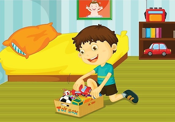 EPS 해외이미지 어린이 가사 일러스트 선반 바닥 쟁반 사람 소년 목재 장난감 침실 방 침대 조직 만화 청소 오브젝트 정리함 해외202004 해외일러스트 나무 남자 가구 재료 파일형식 벡터