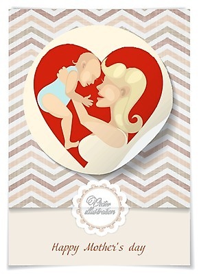 EPS 해외이미지 여자 행복 일러스트 가족 기념 사랑 성인 두명 하트 축하 아기 엽서 어머니의날 해외202004 해외일러스트 모양 기념일 감정 컨셉 관계 사람 편지 미국문화 파일형식 벡터