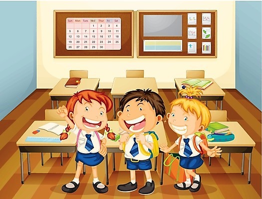 EPS 해외이미지 여자 어린이교육 교육 남자 어린이 벤치 가방 일러스트 교실 학교 탁자 함께함 사람 소년 책 해외202004 해외일러스트 잡화 가구 컨셉 의자 파일형식 벡터