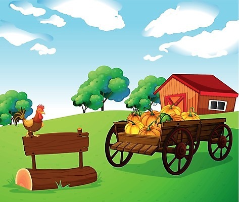 EPS 해외이미지 나무 식물 동물 남자 잎 밭 채소 일러스트 자연 사람없음 야외 농작물 농장 농경지 농부 사인 그림 마차 수탉 외양간 밭일 해외202004 해외일러스트 직업 교통수단 농업 사람 닭 수컷 생태계 파일형식 벡터