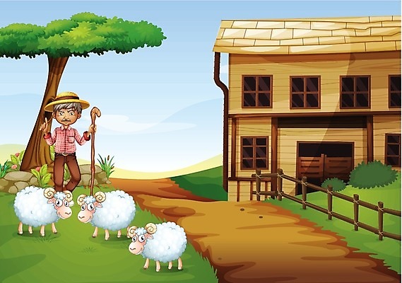 EPS 해외이미지 나무 식물 동물 구름 남자 잎 밭 채소 일러스트 자연 지팡이 하늘 사람 소년 야외 파란색 농작물 울타리 농장 농경지 흰색 농부 오두막 그림 외양간 밭일 옛날 소년한명만 해외202004 해외일러스트 자연요소 직업 어린이 컬러 농업 담장 생태계 남자한명만 소년만 파일형식 벡터