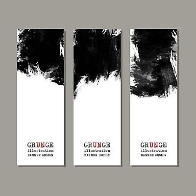 EPS 해외이미지 배너 백그라운드 일러스트 수묵화 미술 타이포그라피 사람없음 세트 검은색 먹 번짐 국경 해외202004 해외일러스트 문자 컬러 서예 문화예술 파일형식 벡터 효과