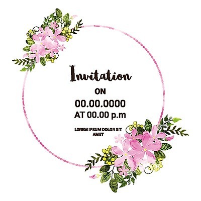 EPS 해외이미지 템플릿 배너 기념일 꽃 분홍색 백그라운드 잎 꽃무늬 패턴 일러스트 수채화 프레임 이벤트 사람없음 장식 파티 축제 봄 축하 클래식 우아함 그림 초대 국경 해외202004 해외일러스트 식물 계절 컬러 컨셉 무늬 파일형식 벡터