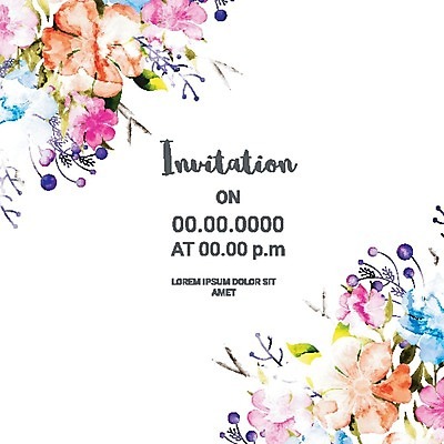 EPS 해외이미지 템플릿 배너 기념일 꽃 백그라운드 잎 꽃무늬 일러스트 추상 수채화 프레임 이벤트 사람없음 장식 컬러풀 파티 축제 봄 축하 초대 국경 해외202004 해외일러스트 식물 계절 컬러 컨셉 무늬 파일형식 벡터