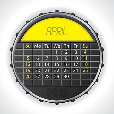 EPS 해외이미지 계절 일러스트 비즈니스 새로움 새해 기술 그림자 컬러풀 사무실 노란색 금속 디지털 다이어리 달력 반지 시간 원형 일주일 날짜 잡지 계획표 4월 연도 약속 전자 2015년 월 게이지 정확 해외202004 해외일러스트 도형 컬러 컨셉 장신구 재질 간행물 사무용품 계획 파일형식 벡터