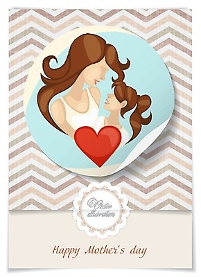 EPS 해외이미지 여자 행복 어린이 일러스트 가족 기념 사랑 성인 두명 하트 축하 아기 엽서 여자만 어머니의날 해외202004 해외일러스트 모양 기념일 감정 컨셉 관계 사람 편지 미국문화 파일형식 벡터