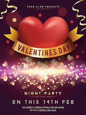 EPS 해외이미지 포스터 리본 일러스트 발렌타인데이 사랑 사람없음 파티 하트 축하 해외202004 해외일러스트 모양 감정 컨셉 데이이벤트 이벤트 파일형식 벡터