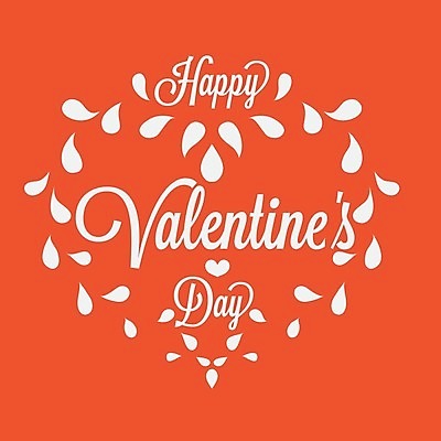 EPS 해외이미지 컨셉 잎 일러스트 발렌타인데이 타이포그라피 사람없음 주황색 하트 해외202004 해외일러스트 모양 식물 문자 컬러 데이이벤트 파일형식 벡터