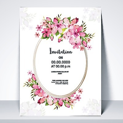 EPS 해외이미지 템플릿 배너 기념일 꽃 분홍색 백그라운드 꽃무늬 패턴 일러스트 수채화 프레임 이벤트 사람없음 장식 파티 축제 봄 축하 클래식 우아함 그림 초대 국경 해외202004 해외일러스트 식물 계절 컬러 컨셉 무늬 파일형식 벡터
