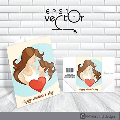 EPS 해외이미지 여자 행복 어린이 일러스트 가족 사랑 성인 두명 하트 축하 아기 여자만 어머니의날 해외202004 해외일러스트 모양 기념일 감정 컨셉 관계 사람 미국문화 파일형식 벡터