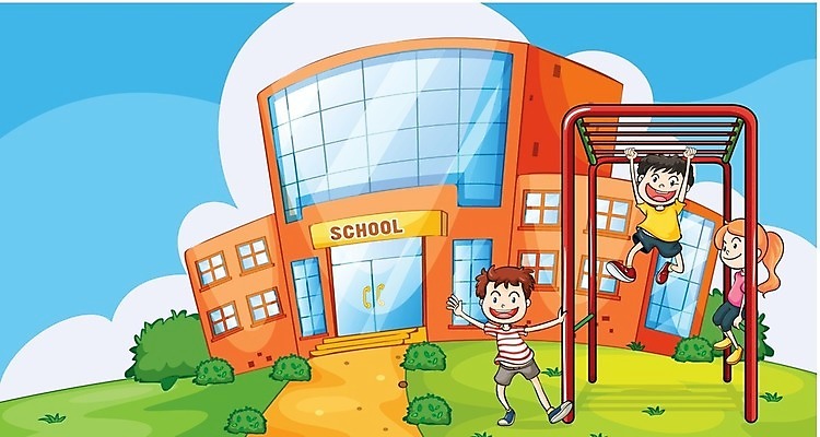 EPS 해외이미지 나무 식물 어린이교육 교육 남자 어린이 일러스트 학교 자연 하늘 매달리기 사람 소년 건물 해외202004 해외일러스트 건축물 모션 생태계 파일형식 벡터