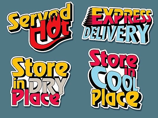 EPS 해외이미지 모양 음식 스티커 일러스트 비즈니스 텍스트 타이포그라피 사람없음 세트 컬러풀 꼬리표 라벨 식당 심볼 메뉴 마케팅 브랜딩 해외202004 해외일러스트 문자 컬러 프레임 상점 파일형식 벡터