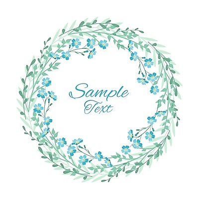 EPS 해외이미지 식물 꽃잎 꽃 백그라운드 잎 일러스트 프레임 사람없음 파란색 화환 낭만 들꽃 원형 꽃프레임 프레임일러스트 국경 해외202004 해외일러스트 도형 컬러 컨셉 파일형식 벡터