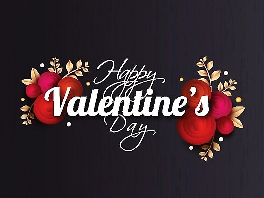 EPS 해외이미지 기념일 꽃 일러스트 발렌타인데이 사랑 사람없음 검은색 하트 축하 해외202004 해외일러스트 모양 식물 감정 컬러 컨셉 데이이벤트 이벤트 파일형식 벡터