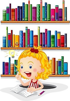 EPS 해외이미지 여자 어린이교육 어린이 백그라운드 생각 일러스트 전구 학교 아이디어 사람 책 독서 연필 도서관 해외202004 해외일러스트 교육 컨셉 학용품 필기구 파일형식 벡터