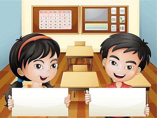 EPS 해외이미지 여자 어린이교육 남자 어린이 의자 일러스트 교실 학교 탁자 사람 소년 해외202004 해외일러스트 교육 가구 파일형식 벡터