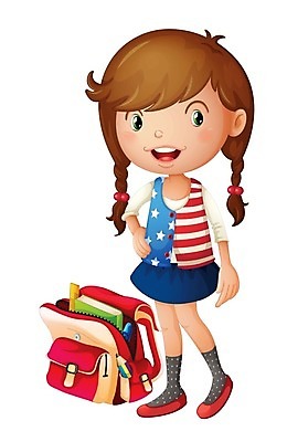 EPS 해외이미지 여자 어린이교육 교육 어린이 가방 일러스트 학교 서기 사람 걷기 해외202004 해외일러스트 잡화 모션 파일형식 벡터