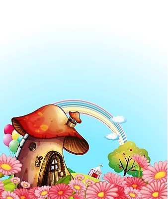 EPS 해외이미지 꽃 분홍색 무지개 일러스트 사람없음 버섯모양 해외202004 해외일러스트 자연요소 모양 식물 컬러 파일형식 벡터