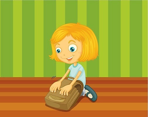 EPS 해외이미지 학생 여자 어린이교육 어린이 가방 일러스트 학교 아침 책가방 사람 잡기 끝 가죽 걸음마 해외202004 해외일러스트 주간 잡화 교육 모션 파일형식 벡터