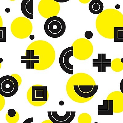 EPS 해외이미지 모양 디자인 선 백그라운드 패턴 일러스트 추상 사람없음 그래픽 노란색 검은색 원형 플랫 기하학 팝 스타일 멤피스디자인 해외202004 해외일러스트 도형 컬러 무늬 파일형식 벡터