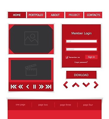 EPS 해외이미지 템플릿 디자인 음악 백그라운드 일러스트 비즈니스 프레임 사람없음 그래픽 빨간색 세트 라벨 검은색 판넬 플랫 메뉴 레이아웃 문서 페이지 네비게이션 동영상 다운로드 UI 엘리먼트 인터페이스 해외202004 해외일러스트 컬러 문화예술 파일형식 벡터