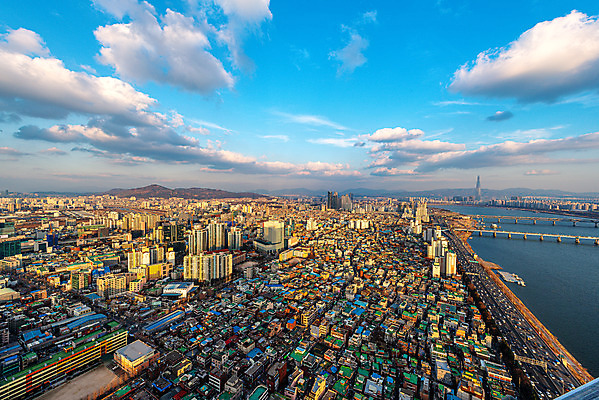 포토 JPG 주간 구름 하늘 서울 한국 풍경 사람없음 야외 건물 도시풍경 도시 도심 한강 국내여행 전경 국내포토 자연요소 건축물 아시아 여행 랜드마크 파일형식 탑뷰