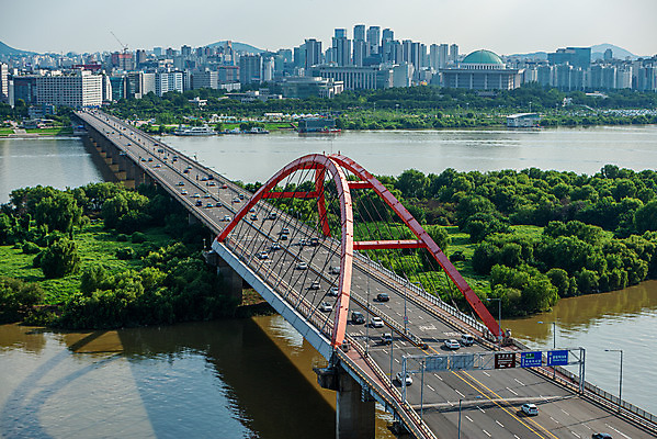 포토 JPG 주간 서울 한국 풍경 빌딩 사람없음 야외 도시풍경 도시 국내여행 밤섬 서강대교 여의도 한강다리 전경 국내포토 자연요소 아시아 섬 여행 건물 다리_건축물 한강 파일형식 탑뷰