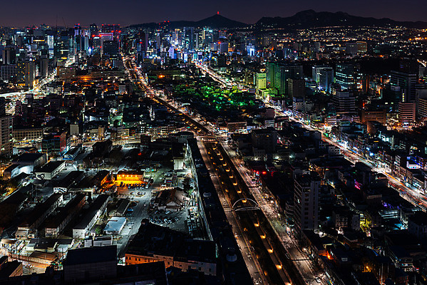 포토 JPG 야경 서울 한국 사람없음 야외 건물 도시풍경 도시 청계천 국내여행 종로 흥인지문 전경 국내포토 건축물 아시아 여행 풍경 강 야간 랜드마크 파일형식 탑뷰 풍경_경치
