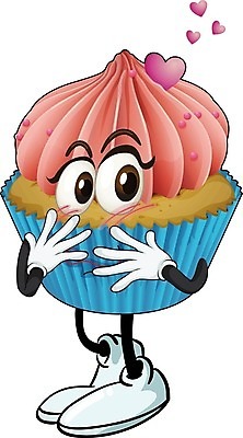 EPS 해외이미지 클립아트 행복 일러스트 사랑 서기 사람없음 하트 컵케이크 음식캐릭터 맛있는 해외202004 해외일러스트 일러캐릭터 모양 캐릭터 감정 음식 모션 케이크 파일형식 벡터