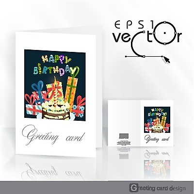 EPS 해외이미지 배너 기념일 행복 일러스트 선물 이벤트 팜플렛 사람없음 상자 파티 케이크 축하 생일 엽서 초대 축하카드 생일축하 생일카드 해외202004 해외일러스트 감정 컨셉 디저트 카드_감사 편지 파일형식 벡터