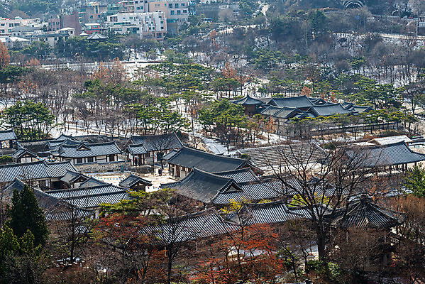 포토 JPG 주간 한국문화 한옥 서울 풍경 사람없음 야외 도시풍경 남산한옥마을 한옥마을 국내여행 전경 국내포토 자연요소 동양문화 한국전통 여행 고건축 한국 마을 도시 파일형식 탑뷰