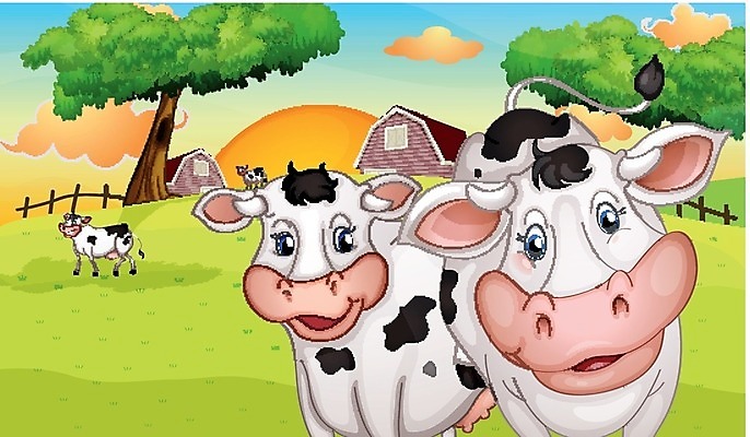 EPS 해외이미지 나무 식물 동물 구름 잎 밭 채소 일러스트 자연 하늘 사람없음 야외 파란색 농작물 울타리 농장 농경지 일몰 목장 흰색 그룹 소 농부 오두막 그림 외양간 밭일 해외202004 해외일러스트 자연요소 직업 컬러 농업 포유류 담장 노을 생태계 파일형식 벡터