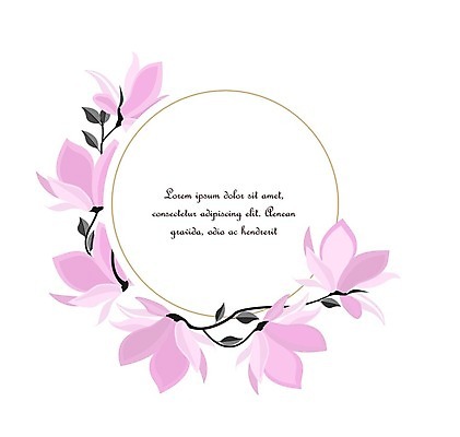 EPS 해외이미지 꽃 일러스트 프레임 사람없음 봄 낭만 나뭇가지 목련 국경 해외202004 해외일러스트 나무 식물 계절 컨셉 파일형식 벡터