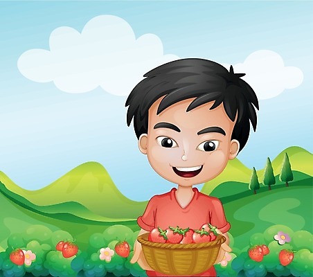 EPS 해외이미지 나무 식물 구름 열매 남자 어린이 잎 밭 과일 일러스트 자연 하늘 딸기 들기 사람 소년 야외 파란색 농작물 농장 농경지 바구니 정원 흰색 농부 언덕 그림 밭일 소년한명만 해외202004 해외일러스트 자연요소 직업 컬러 농업 모션 생태계 남자한명만 소년만 파일형식 벡터