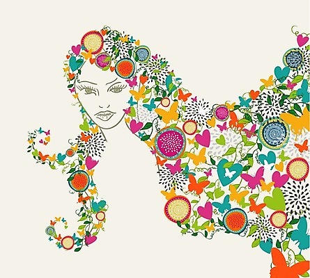 EPS 해외이미지 무료이미지 긴머리 여자 꽃 나비 컨셉 잎 일러스트 추상 한명 성인 하트 성인여자한명만 해외202004 해외일러스트 모양 식물 1 헤어스타일 곤충 무늬 사람 여자한명만 성인여자만 파일형식 벡터 무료콘텐츠