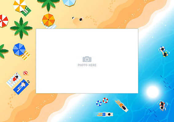 커플 여자 남자 바다 데이트 일러스트 프레임 사랑 여러명 파란색 여름휴가 바캉스 하이앵글 모래사장 수영 파라솔 해수욕장 튜브 프레임일러스트 국내일러스트 AI파일 감정 뷰포인트 컬러 다수 관계 휴가 사람 수상스포츠 파일형식 벡터 여름_계절