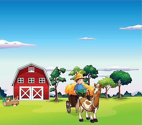 EPS 해외이미지 나무 식물 동물 구름 남자 잎 밭 채소 일러스트 자연 하늘 사람 소년 야외 파란색 농작물 농장 농경지 목장 볏짚 농부 오두막 그림 마차 당나귀 외양간 밭일 소년한명만 해외202004 해외일러스트 자연요소 직업 어린이 교통수단 컬러 농업 말_동물 짚 생태계 남자한명만 소년만 파일형식 벡터