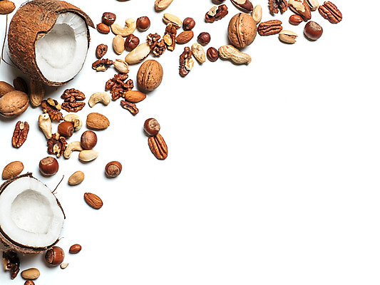 포토 JPG 해외이미지 백그라운드 건조 사람없음 흰색 땅콩 호두 코코넛 아몬드 잣 피스타치오 피칸 헤이즐넛 카피스페이스 브라질넛 해외포토 컬러 과일 공백 견과류 파일형식