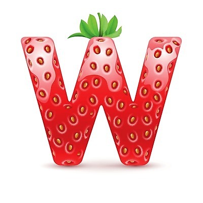 EPS 해외이미지 모양 알파벳 일러스트 텍스트 딸기 대문자 사람없음 빨간색 W 맛있는 해외202004 해외일러스트 영어 컬러 과일 파일형식 벡터