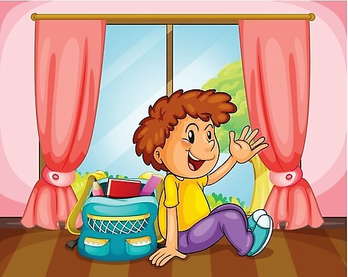 EPS 해외이미지 나무 식물 어린이교육 교육 남자 어린이 분홍색 잎 가방 일러스트 창문 학교 문구용품 갈색머리 사람 소년 책 연필 커튼 눈금 날카로움 해외202004 해외일러스트 헤어스타일 잡화 컬러 학용품 필기구 오브젝트 파일형식 벡터