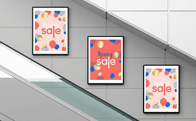PSD 편집이미지 포스터 벽 액자 사람없음 쇼핑 컬러풀 세일 봄 에스컬레이터 이미지편집 계절 컬러 파일형식