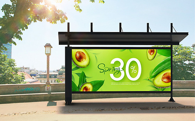 PSD 편집이미지 포스터 가로등 거리 사람없음 초록색 쇼핑 세일 봄 도시 버스정류장 아보카도 이미지편집 계절 공공시설 컬러 과일 역 파일형식