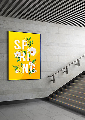 PSD 편집이미지 꽃 포스터 액자 사람없음 쇼핑 노란색 세일 계단 봄 복도 이미지편집 식물 계절 컬러 파일형식