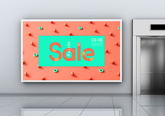 PSD 편집이미지 포스터 액자 사람없음 쇼핑 세일 주황색 봄 엘리베이터 민트색 이미지편집 계절 컬러 파일형식