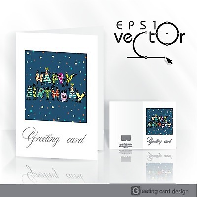 EPS 해외이미지 배너 기념일 행복 일러스트 텍스트 선물 이벤트 팜플렛 사람없음 파란색 파티 케이크 축하 생일 엽서 초대 축하카드 생일축하 생일카드 해외202004 해외일러스트 감정 컬러 컨셉 디저트 카드_감사 편지 파일형식 벡터