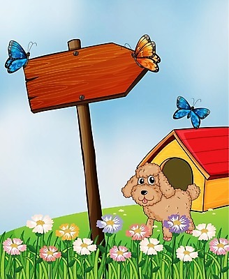 EPS 해외이미지 꽃 화살표 나비 일러스트 사람없음 반려동물 정원 강아지 해외202004 해외일러스트 식물 동물 곤충 개 파일형식 벡터